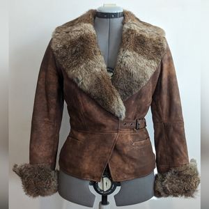 Vintage 7 Danier genuine leather jacket with real fox fur collar xxs / 7